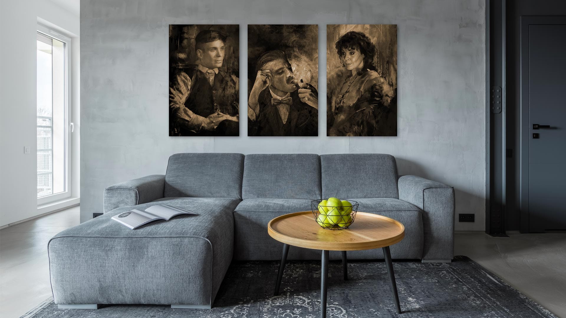 Peaky Blinders schilderij 3 luik