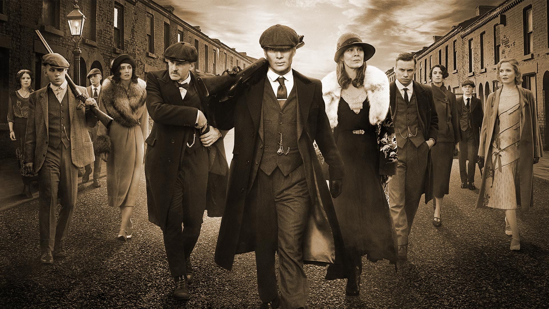 peaky-blinders-family-schilderij-sepia Peaky Blinders Family schilderij
