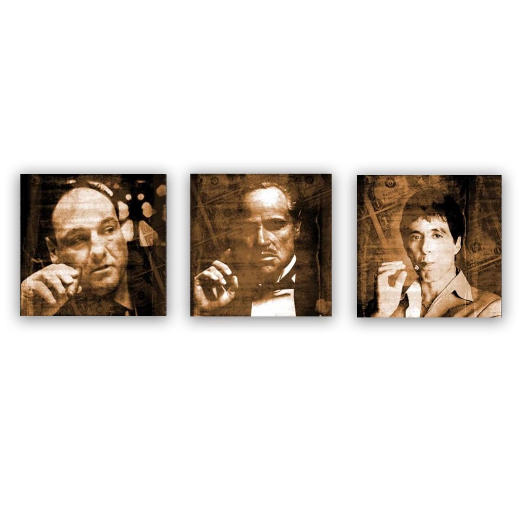 Scarface, Godfather, Soprano 3 luik schilderij