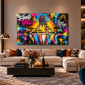 Stand Tall popart schilderij giraffe