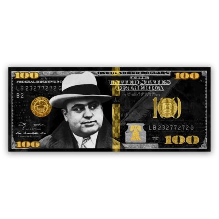 Al Capone Gold/Silver 100 Dollar schilderij