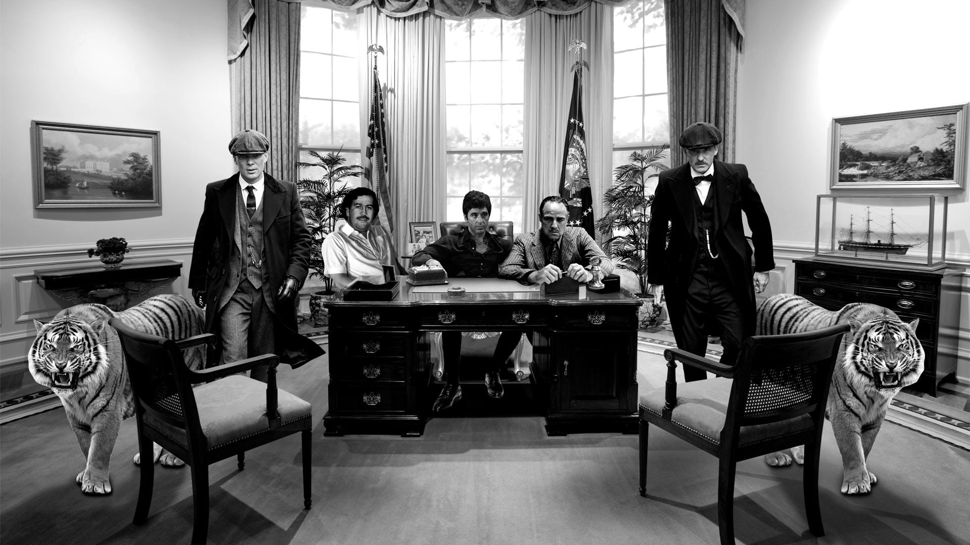 gangstas-white-house-schilderij-zw Gangsta's White House schilderij