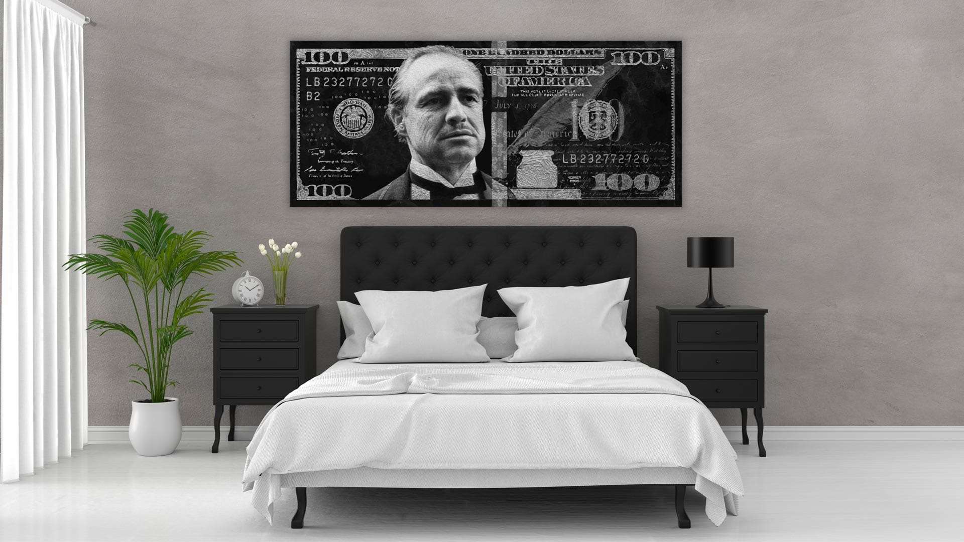 godfather-gold-silver-100-dollar-sfeer-silver Godfather Gold/Silver 100 Dollar schilderij