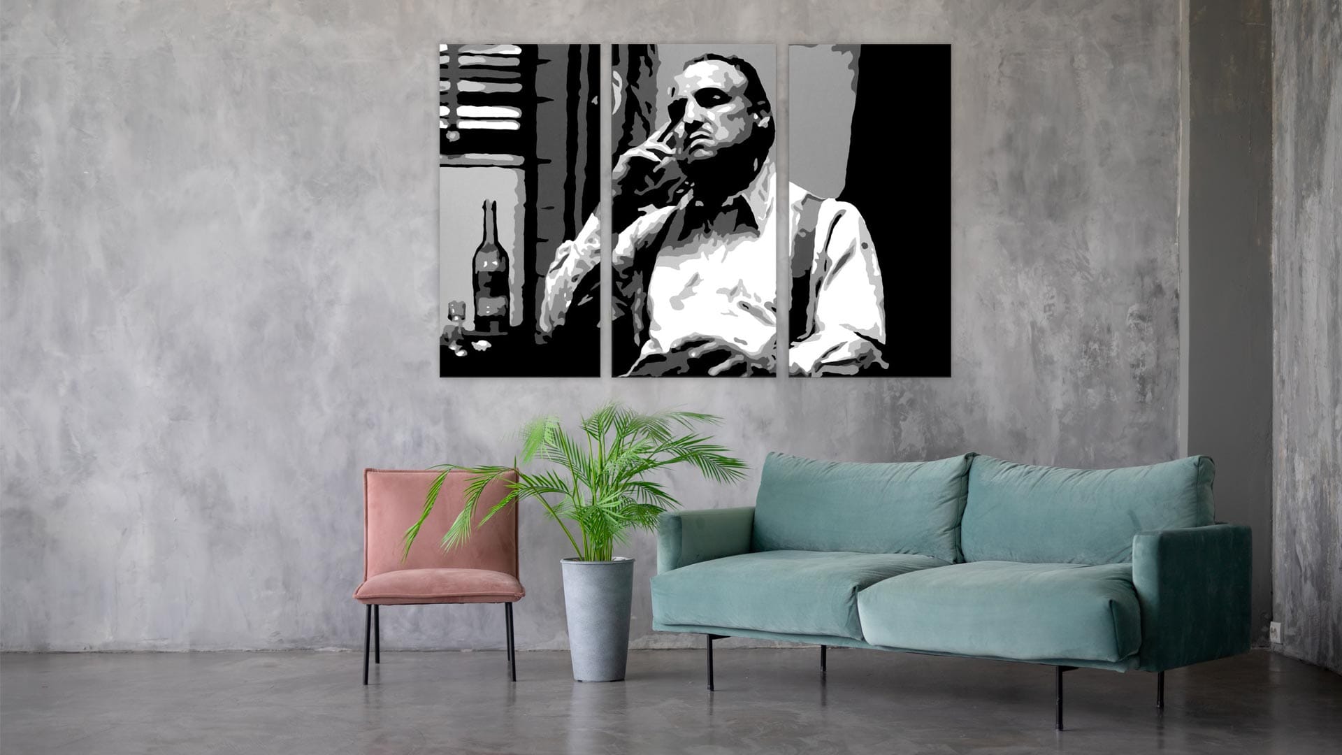 Marlon Brando “Godfather” 3 luik schilderij