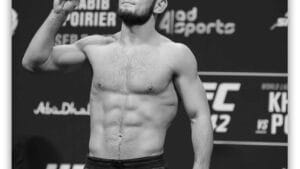 Khabib The Champ schilderij zwart wit