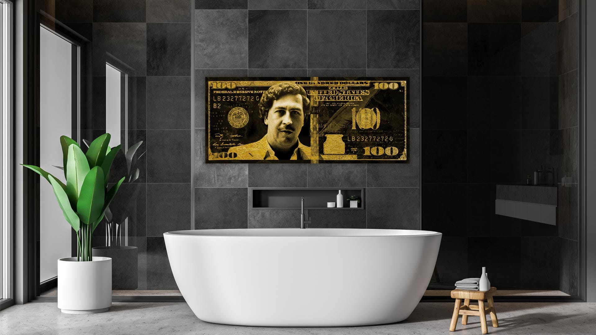 pablo-gold-silver-100-dollar-sfeer-goud Pablo Gold/Silver 100 Dollar schilderij