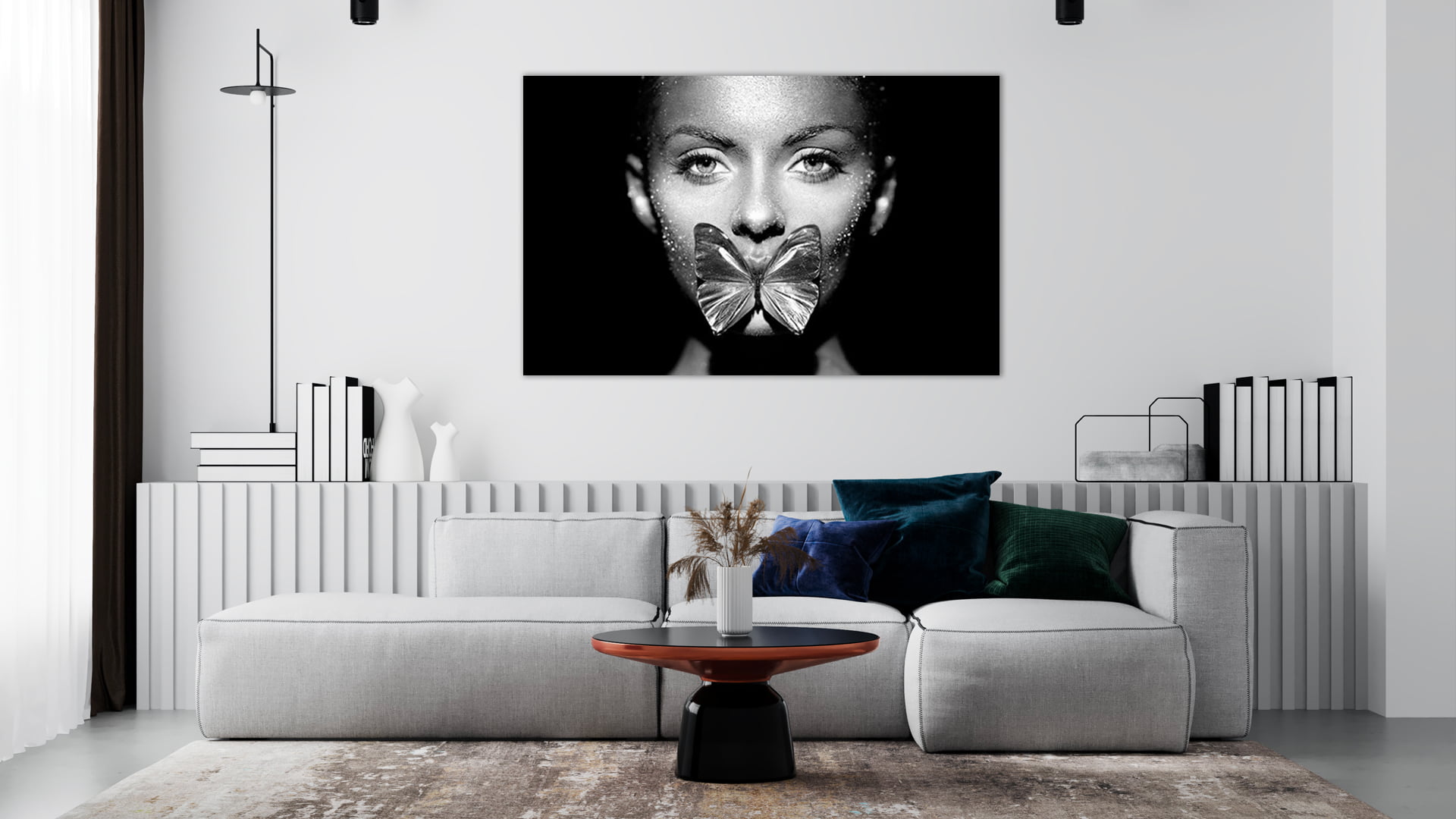 Vlinder Vrouw Zwart Wit schilderij