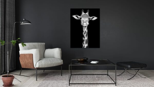 Drinkende Giraffe schilderij