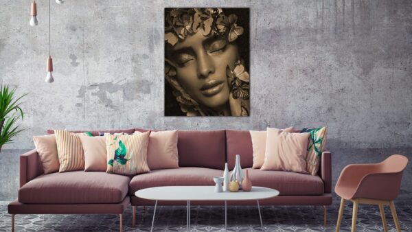 Vrouw met Vlinders schilderij