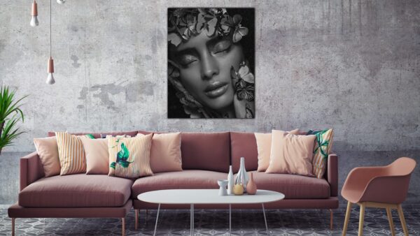 Vrouw met Vlinders schilderij