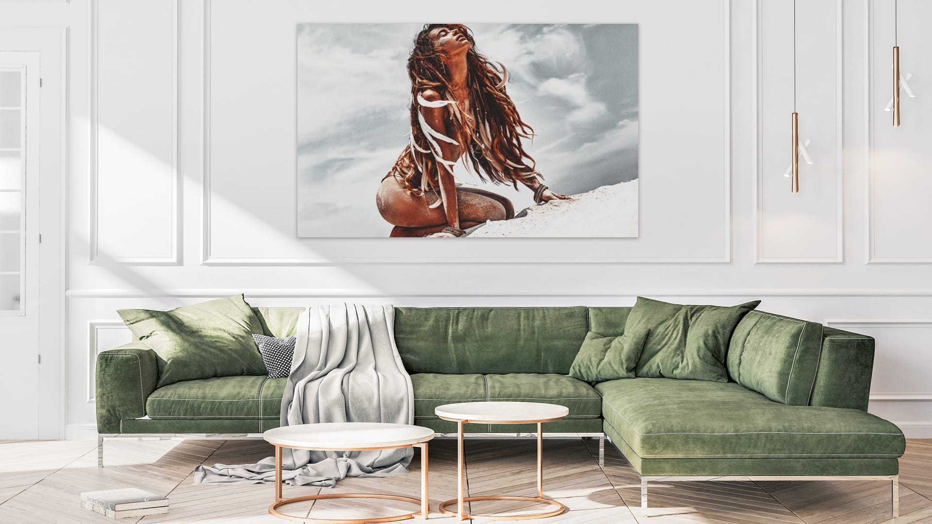 Vrouw aan het Strand schilderij