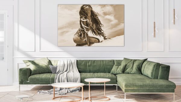 Vrouw aan het Strand schilderij