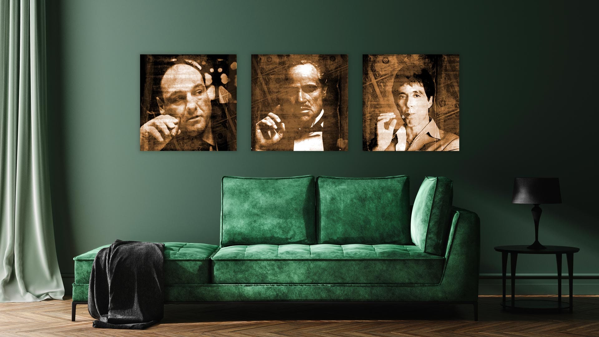Scarface, Godfather, Soprano 3 luik schilderij