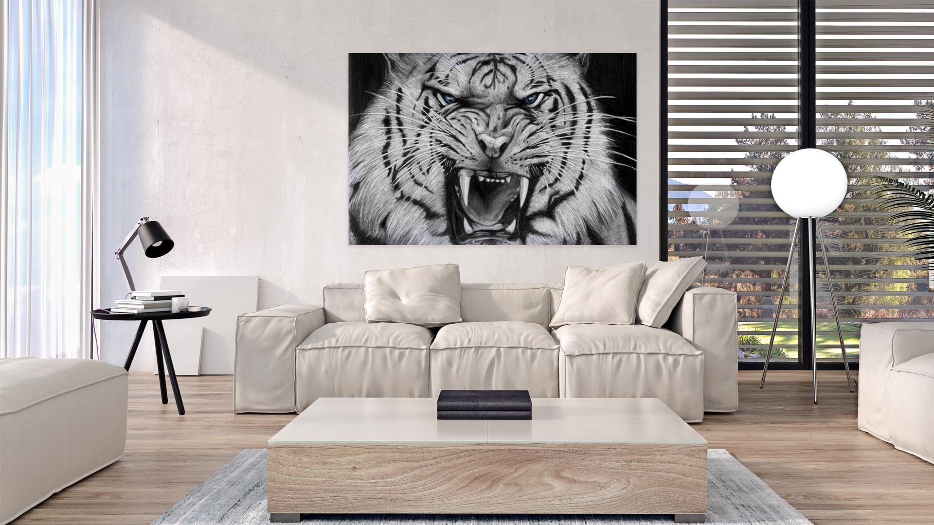 White Tiger 3 schilderij