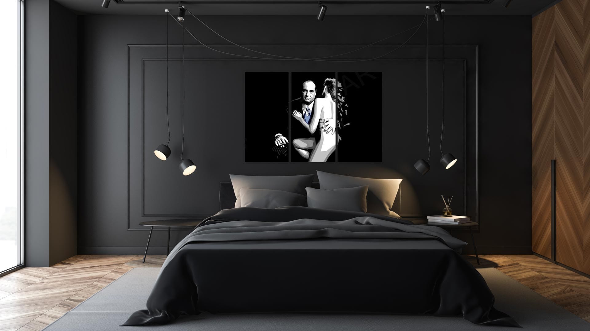 tony-soprano-3-luik-sfeer Tony Soprano 3 luik schilderij