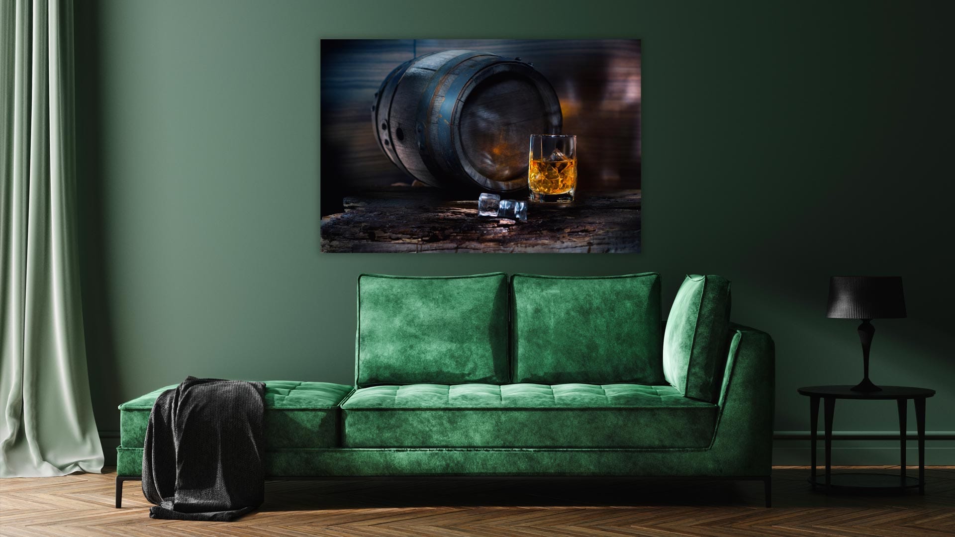 Whiskey Barrel and ice schilderij