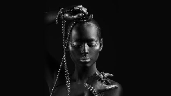 Zwart met Gouden Vrouw schilderij