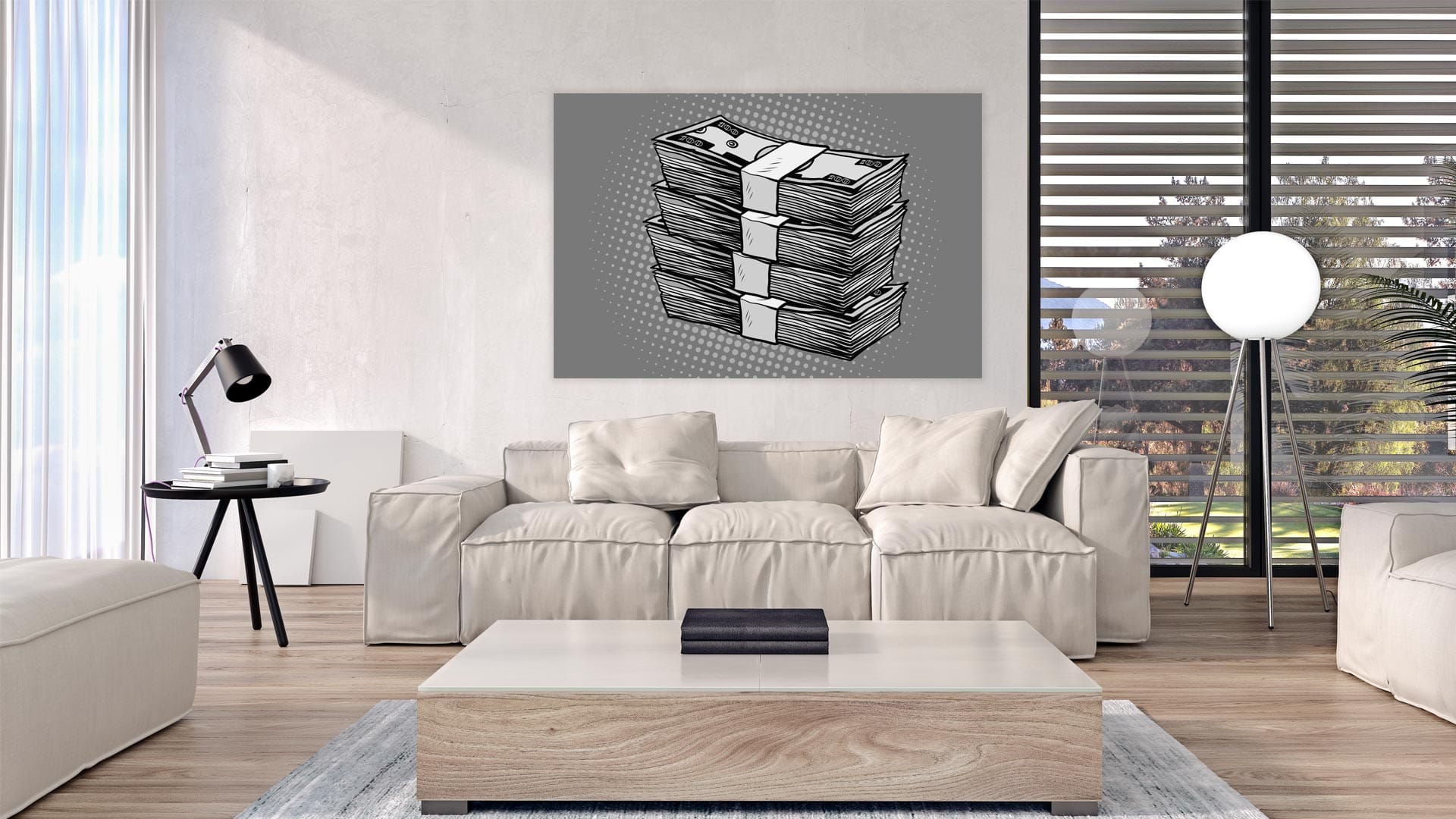 Popart schilderij geld