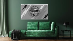 Popart schilderij driping lips