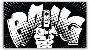 Popart schilderij pistol bang