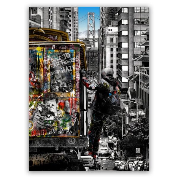 Banksy tram art schilderij