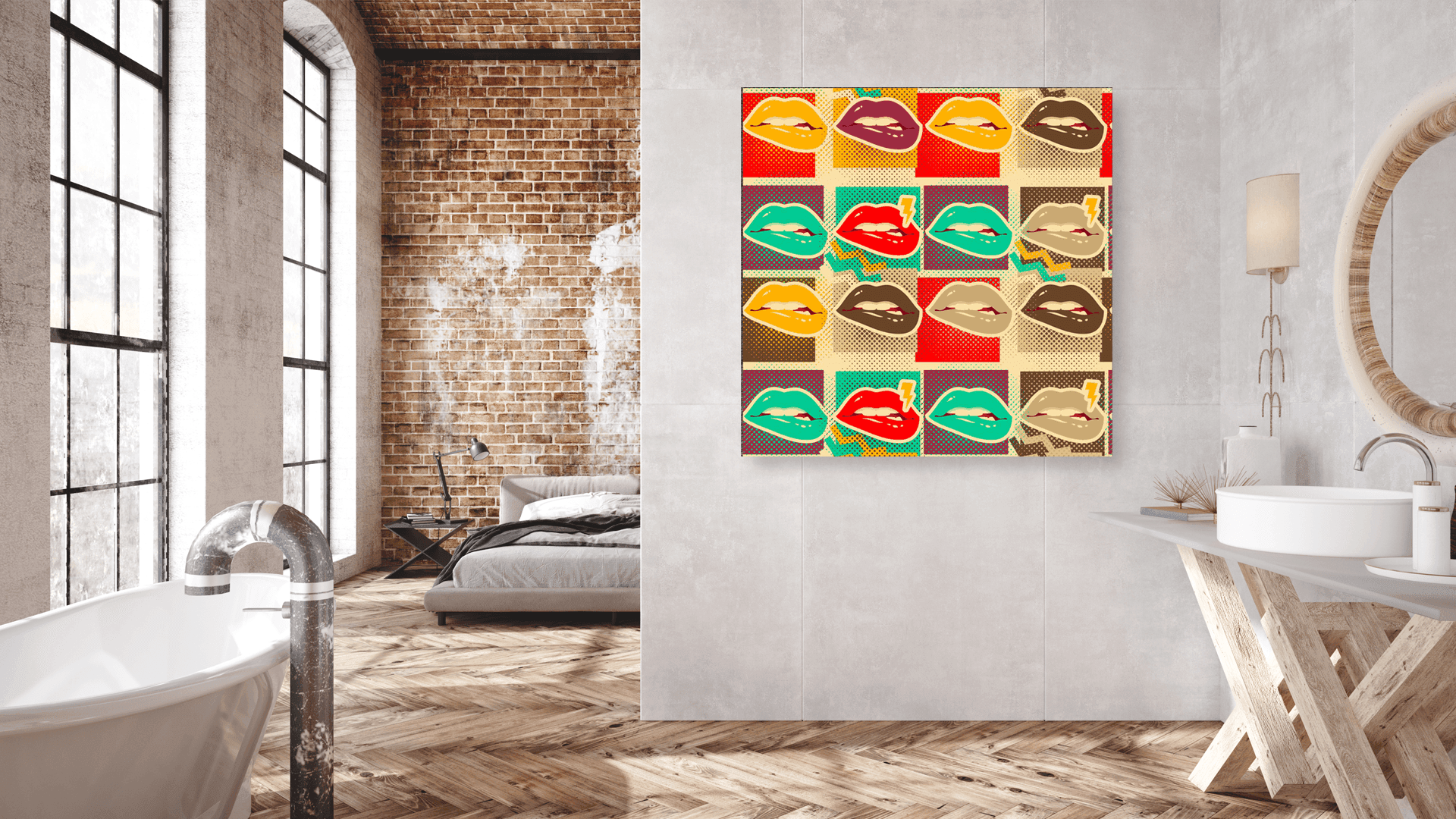 Popart schilderij biting lips