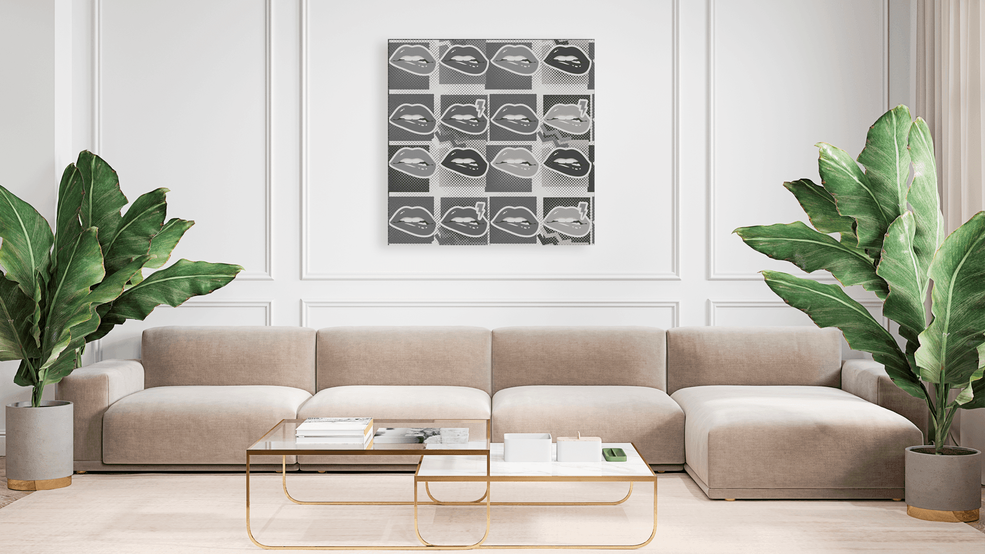 Popart schilderij biting lips