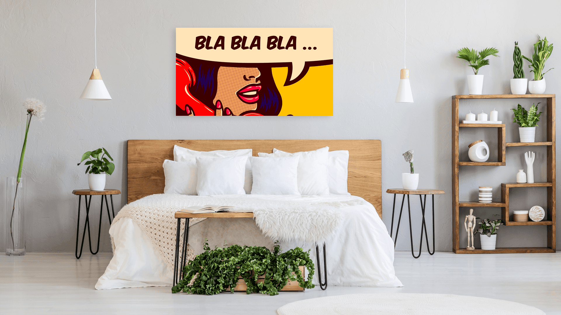 Popart schilderij bla bla bla
