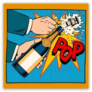 Popart schilderij champagne pop