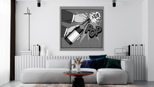 Popart schilderij champagne pop