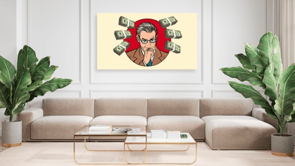 Popart schilderij man dollar