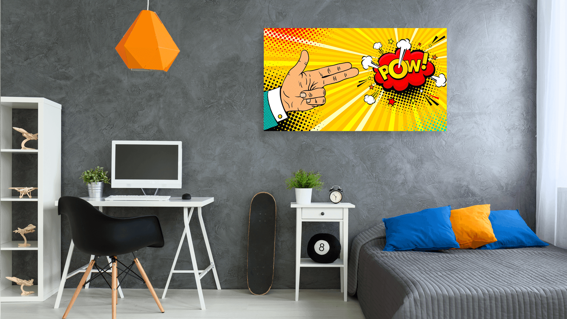 Popart schilderij finger pow