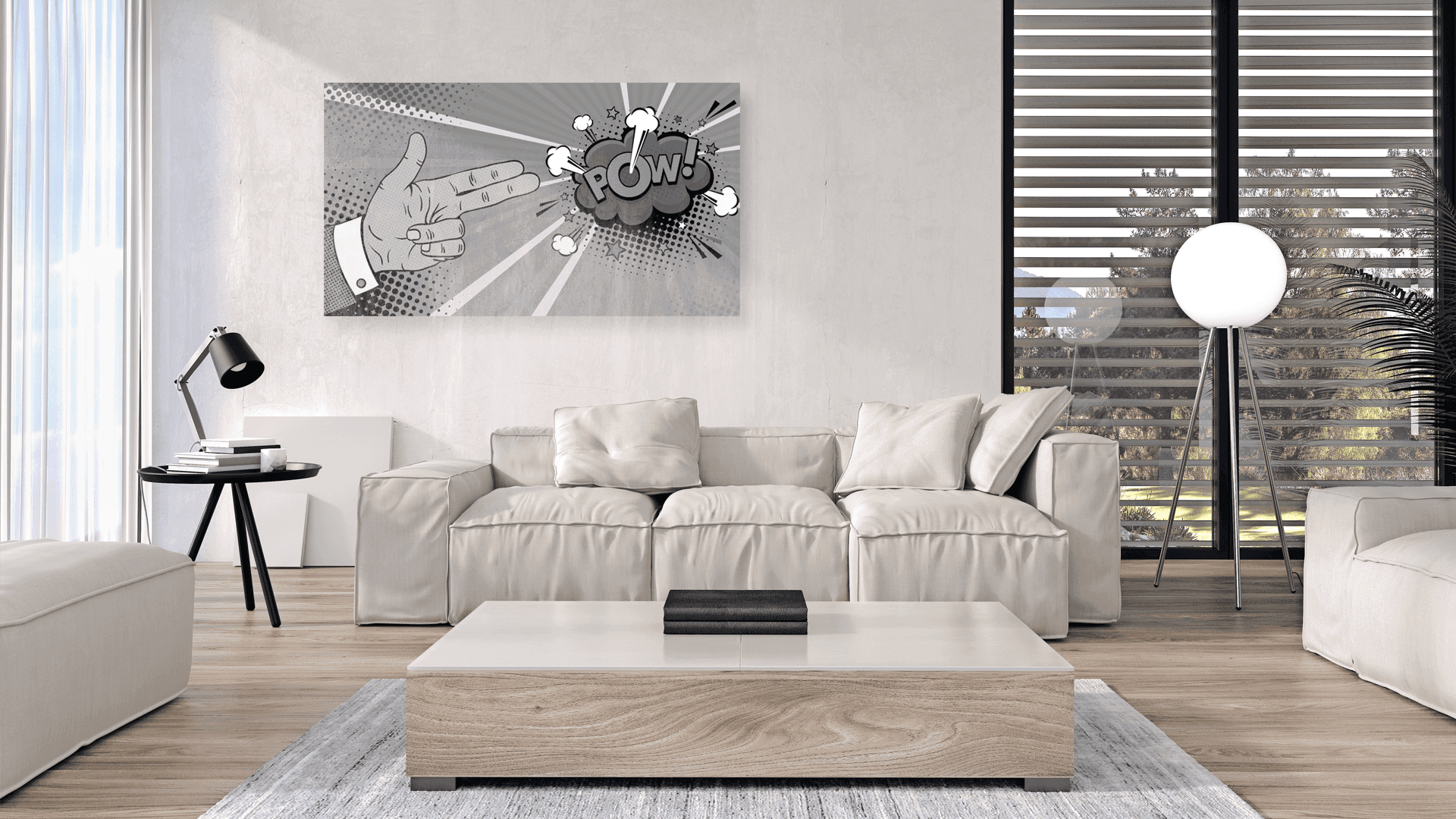 Popart schilderij finger pow