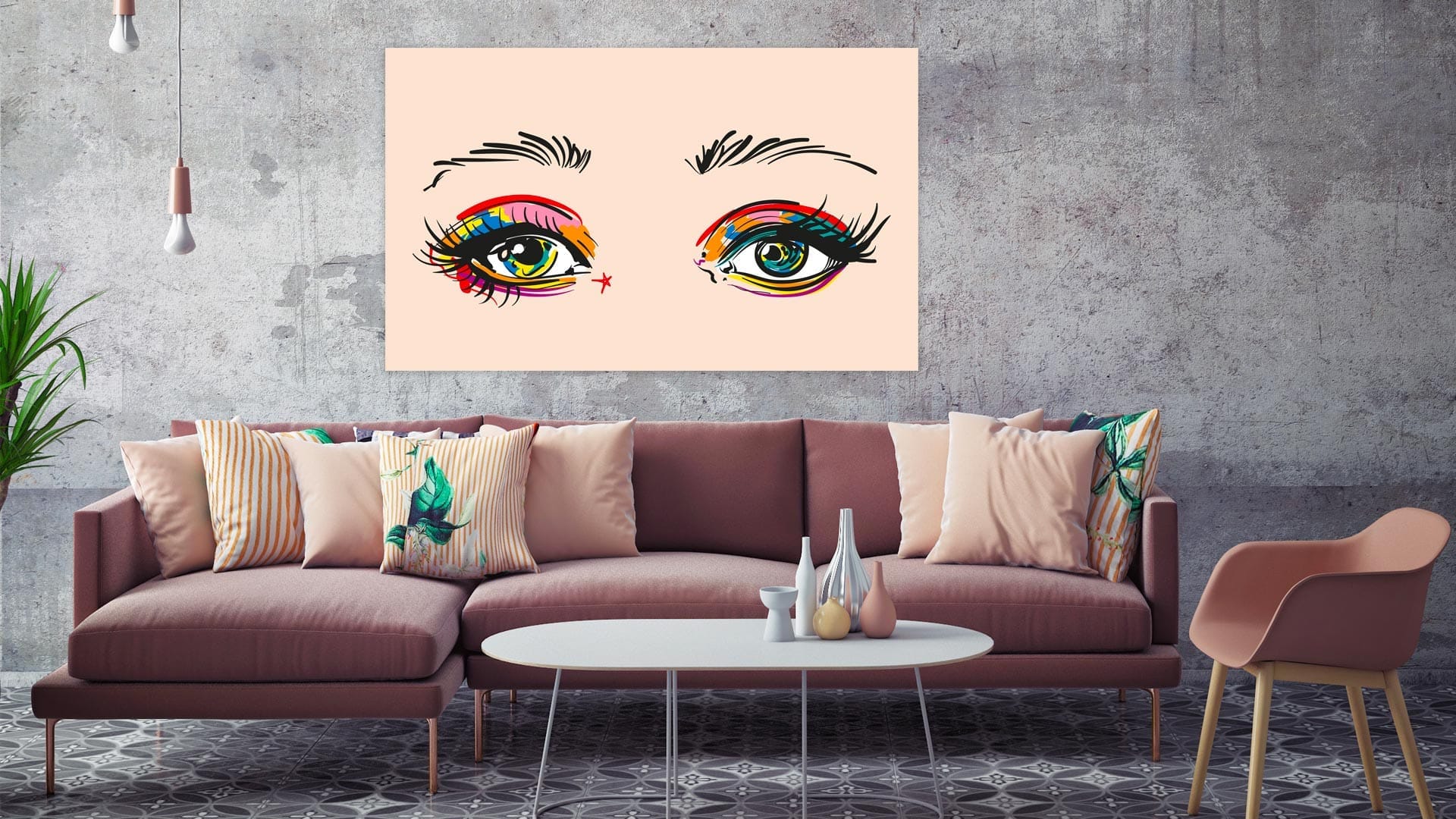 Popart schilderij gekleurde ogen