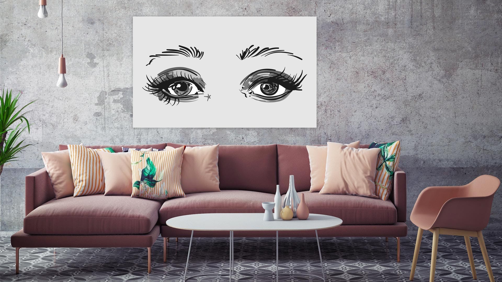 Popart schilderij gekleurde ogen