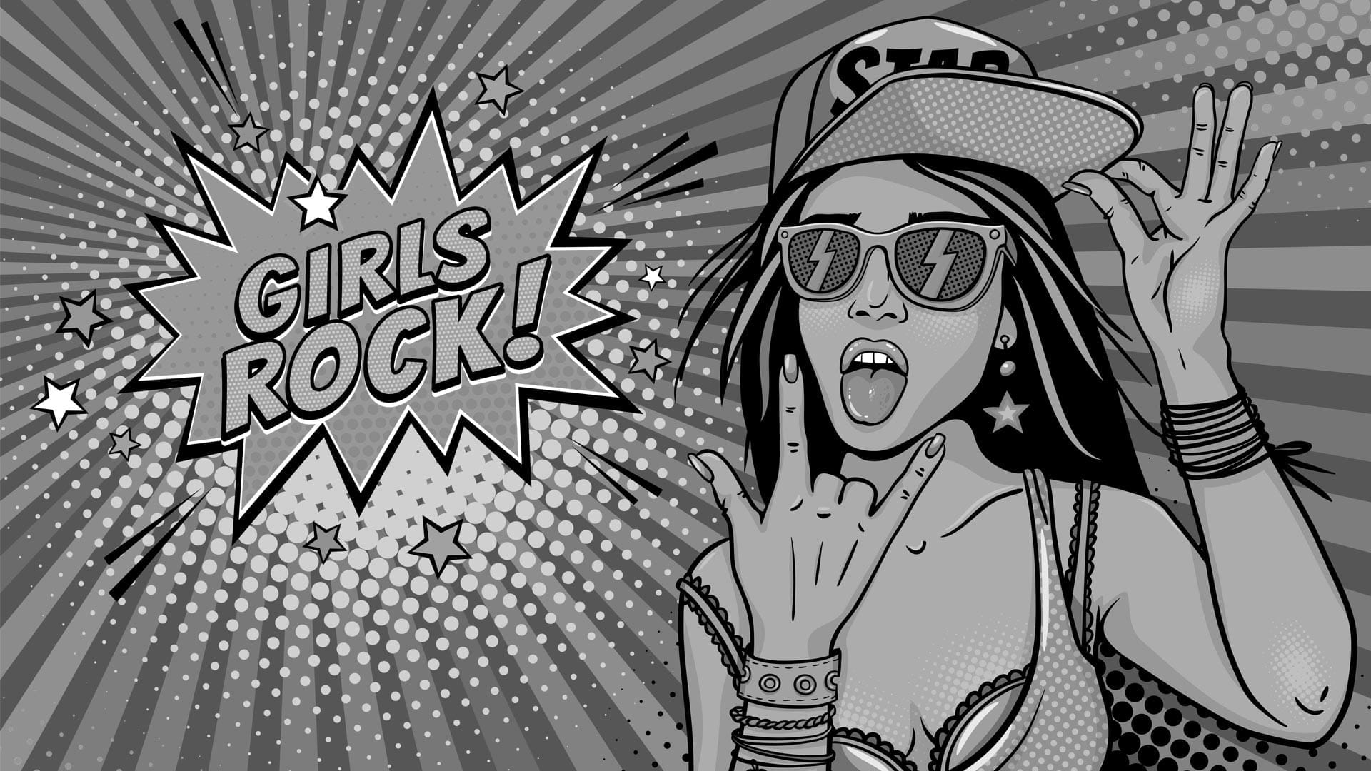 Popart schilderij girls rock