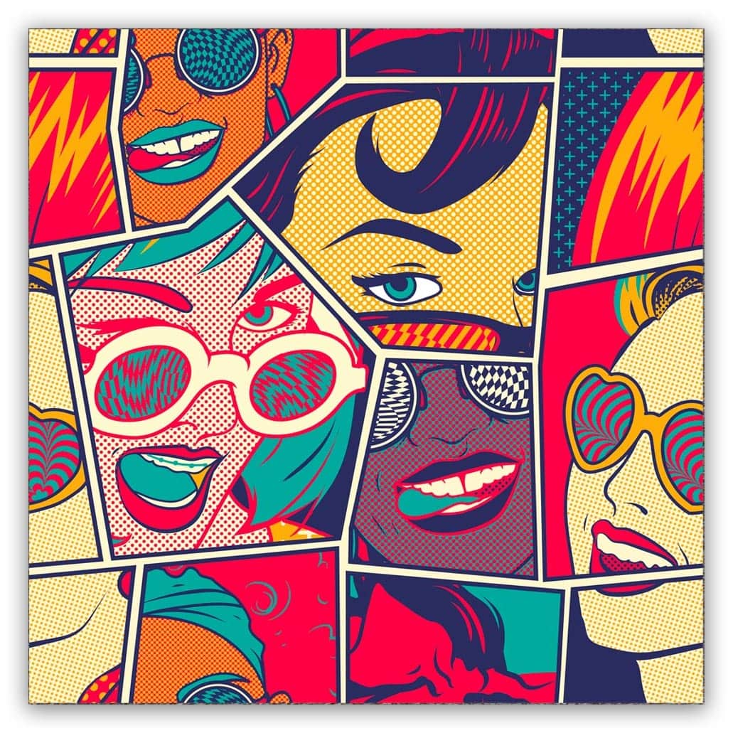 Popart schilderij ladies sunglasses