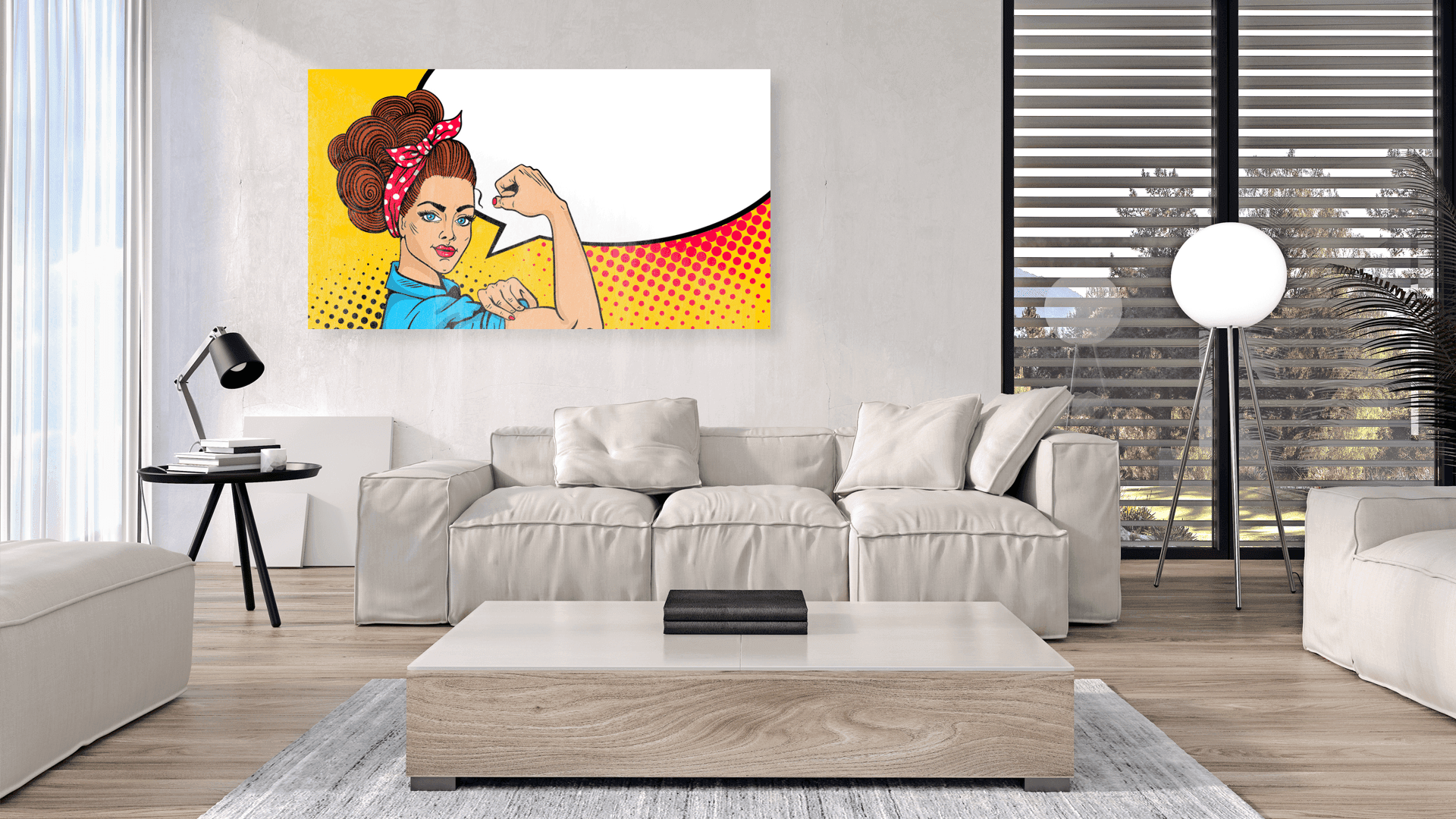 Popart schilderij lady flexing