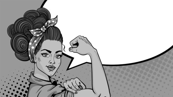 Popart schilderij lady flexing