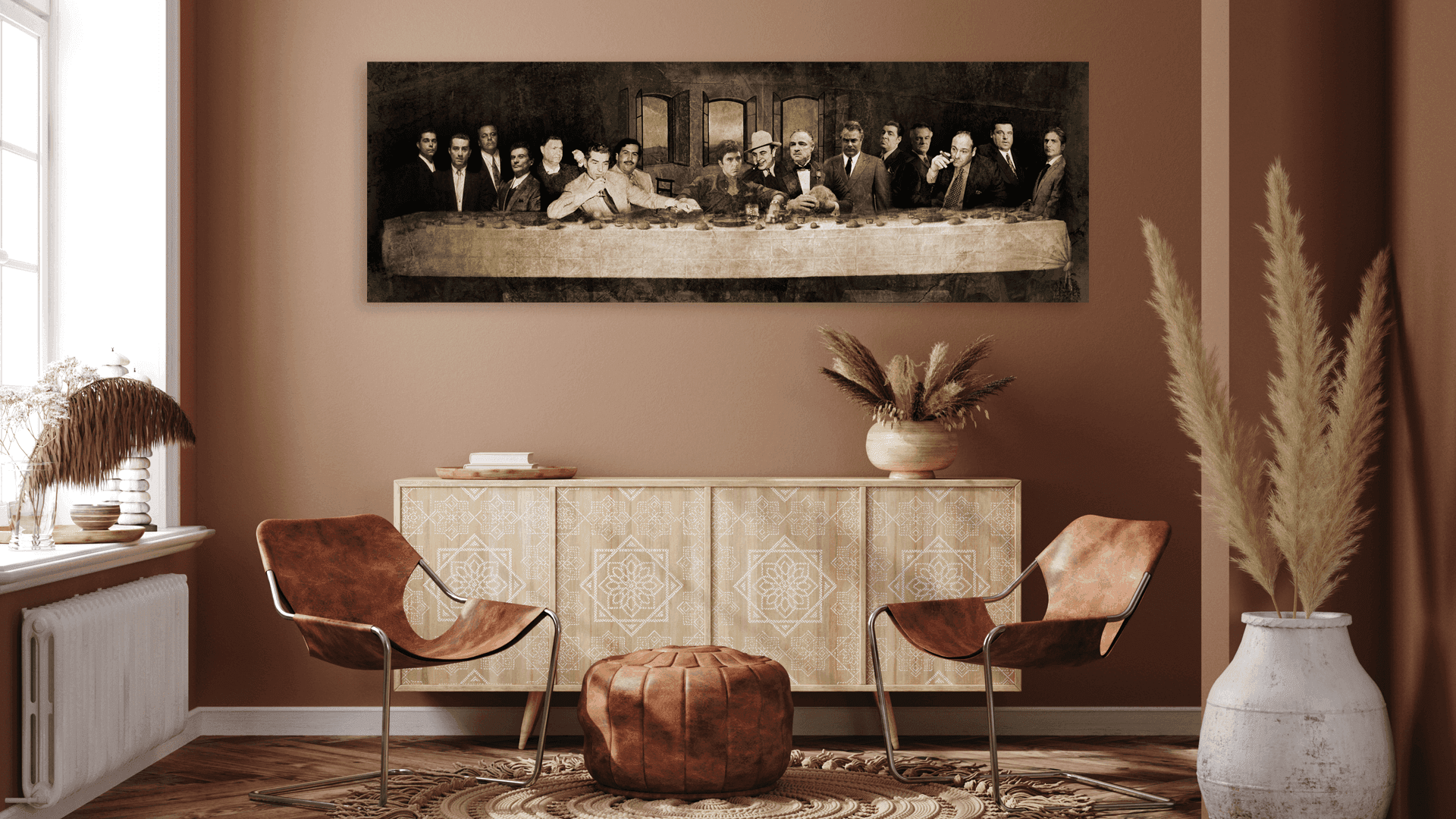 last-supper-sepia-achtergrond Maffia’s Laatste Avondmaal schilderij