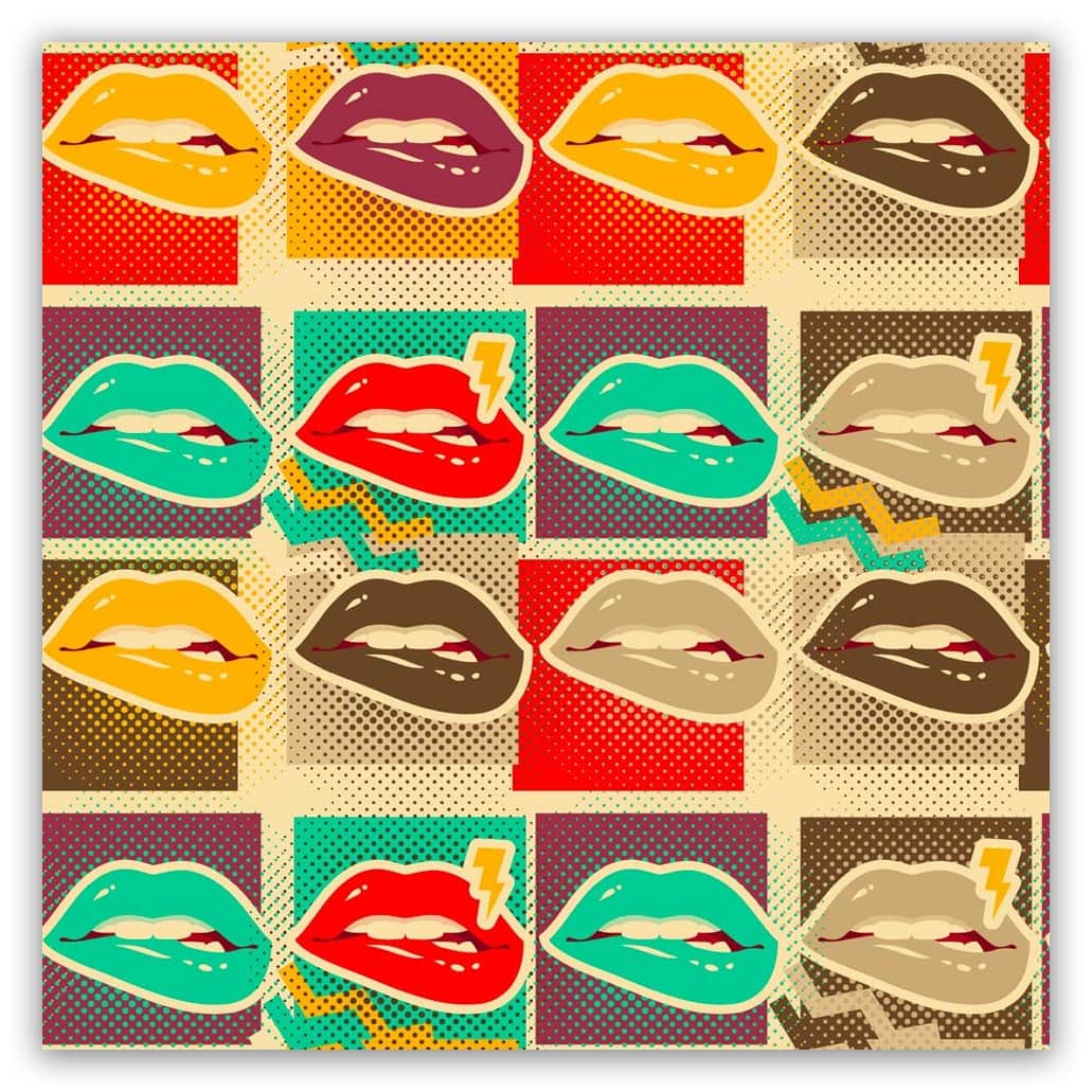 Popart schilderij lip biting