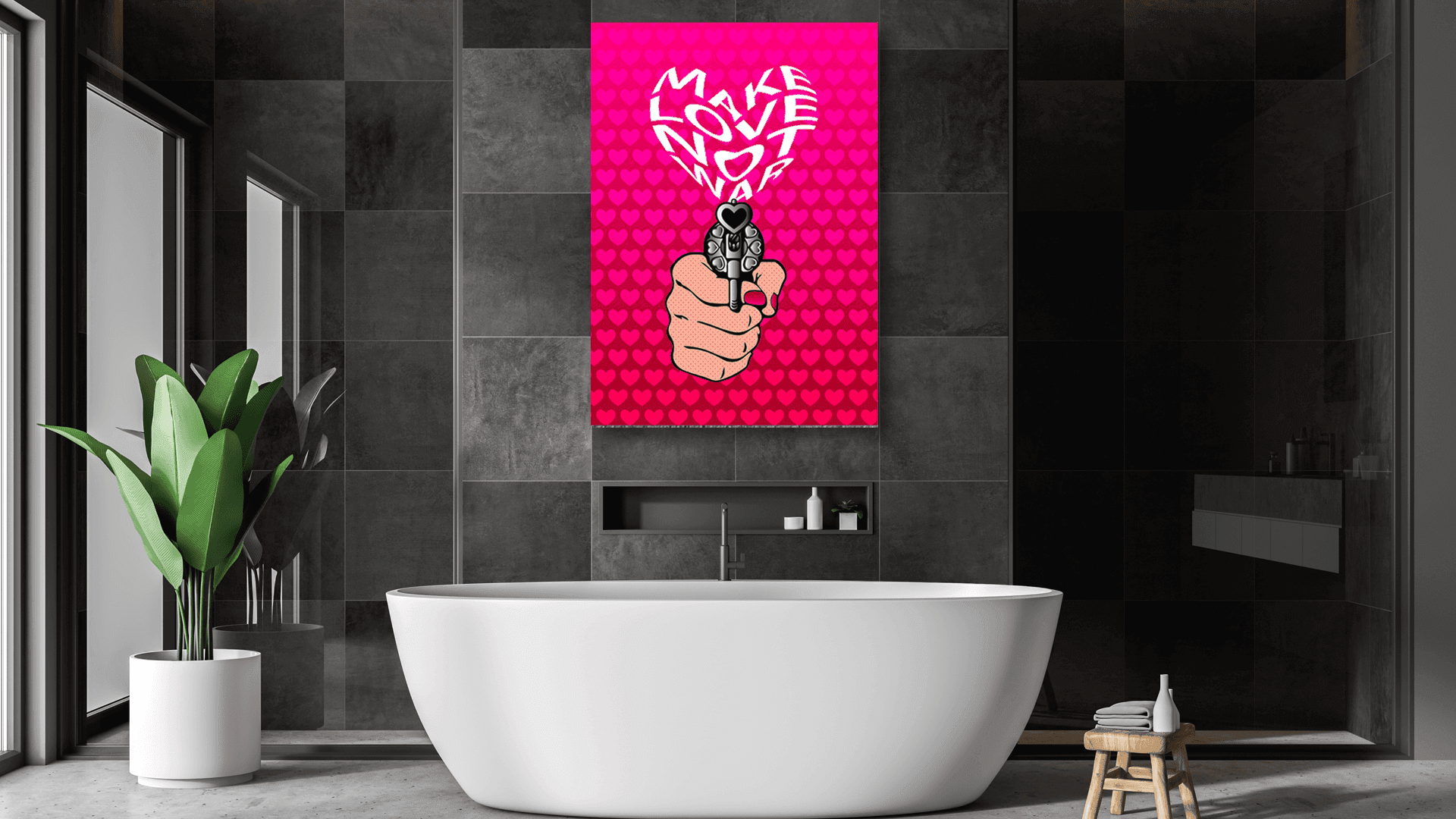 Popart schilderij make love not war
