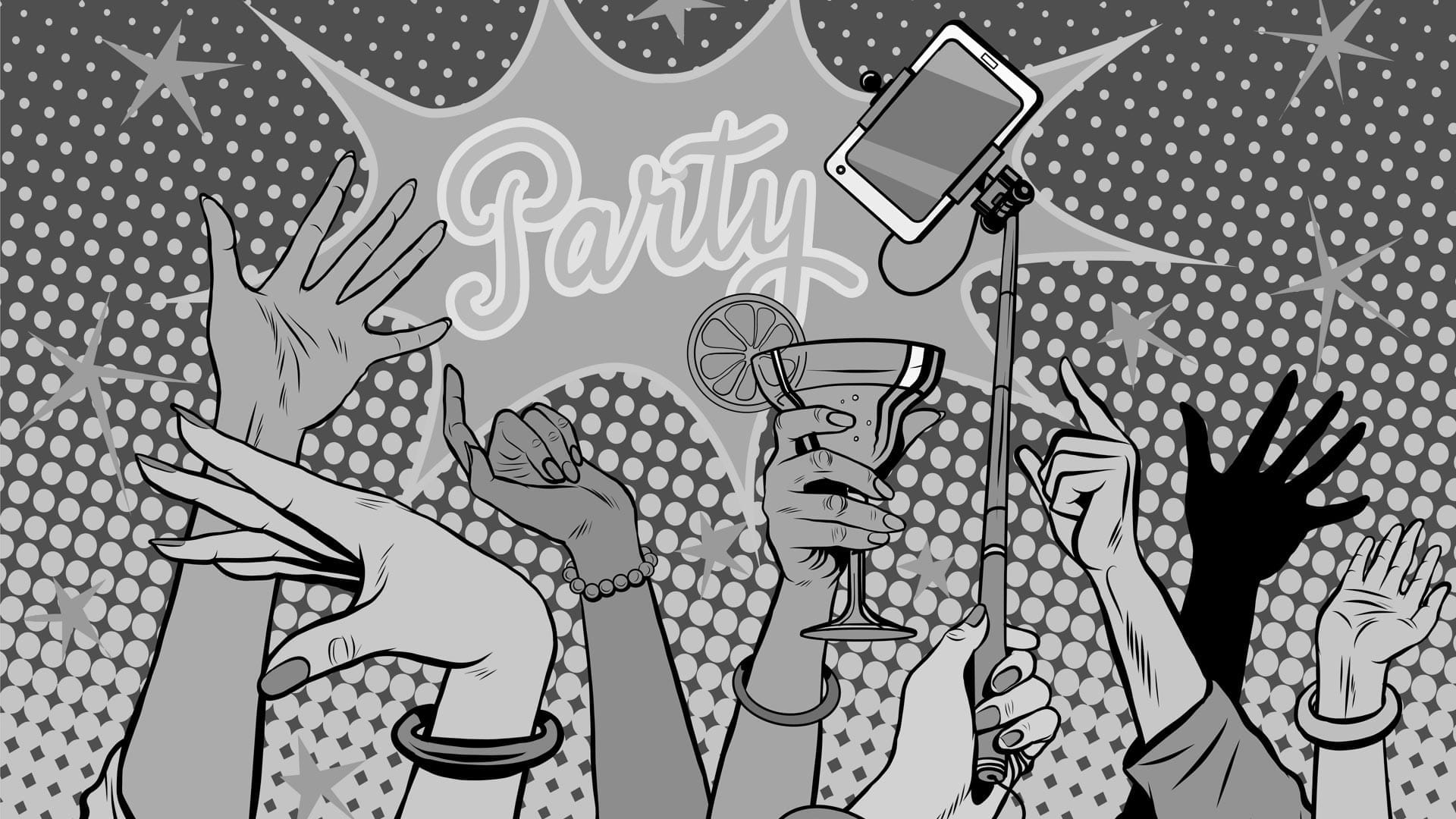 Popart schilderij party