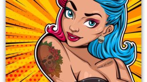 Popart schilderij pin up girl