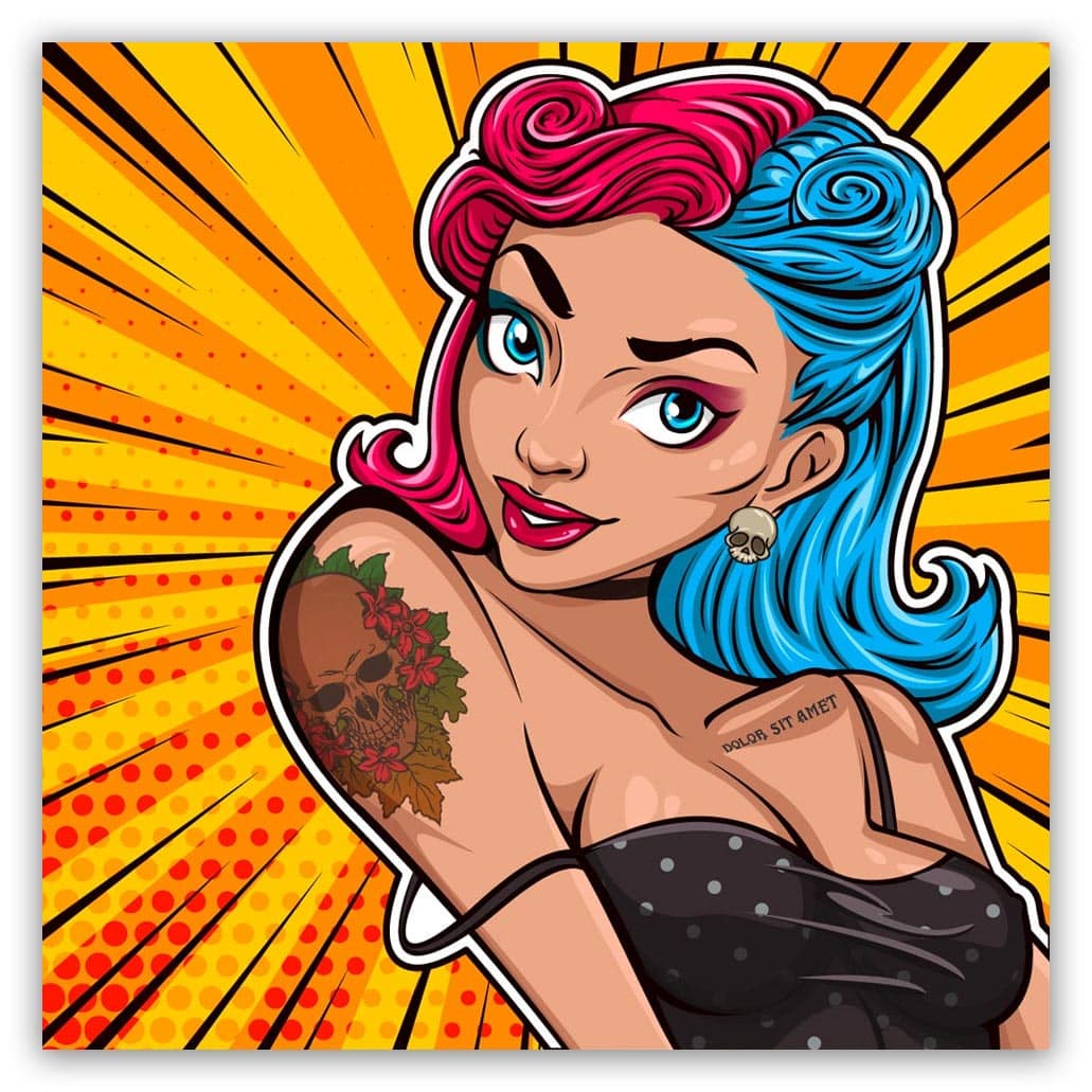 Popart schilderij pin up girl