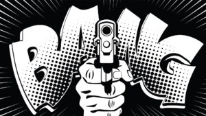 Popart schilderij pistol bang
