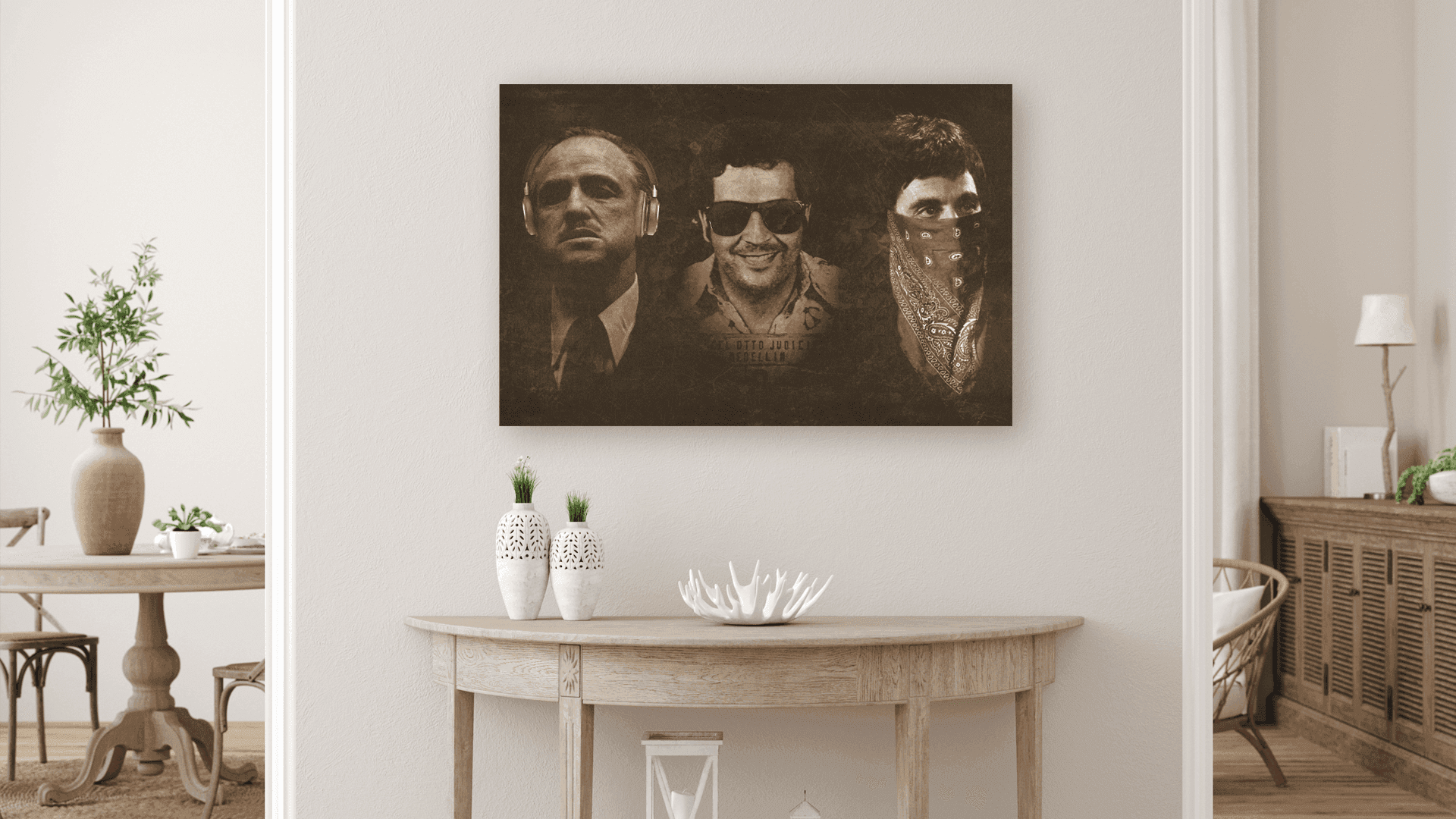 Horen, Zien & Zwijgen Maffia Style schilderij