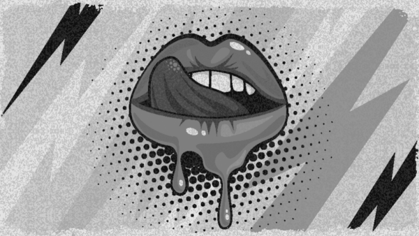 Popart schilderij driping lips