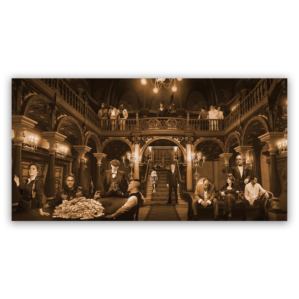 sepia-geld-tijger-zonder-pulp-goodfellas The Gangsters reunion popartschilderij