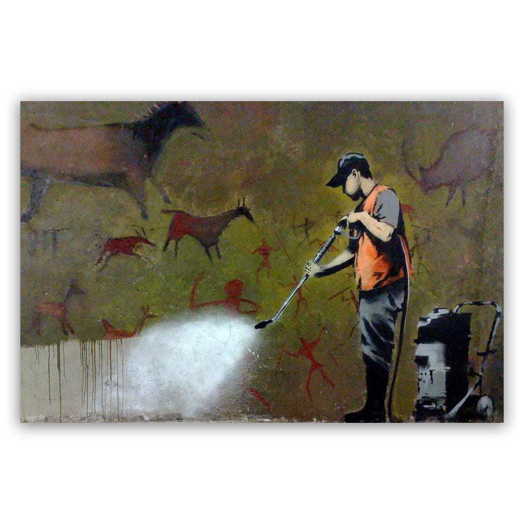 Banksy graffity cleaner schilderij